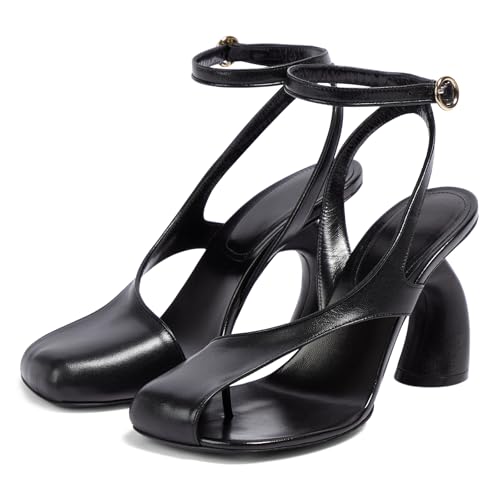 Yishaweiqi Women's Bridal Heeled Sandals Square Toe High Heels Buckle Ankle Strap Dress Pumps