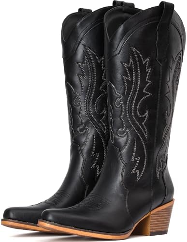 IUV Cowboy Boots For Women Western Cowgirl Boots with Chunky Heel...