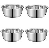Verdicktes Edelstahlbecken, 4 Stück, 20 cm, silberfarbener Edelstahltopf in...