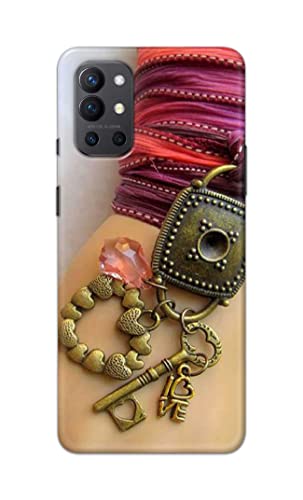 Image of Girl Hand with Keychain Hard Back Case Cover for OnePlus 9R Back Cover -(J5) VNS2228