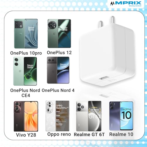 Image of 33W Fast Charger 4A - SuperVOOC, USB Type-A, Dart, WARP, Dash Adapter Compatible for Oneplus, Oppo,Realm & More - Rapid Charging, Compact Design, Travel-Friendly (Only Adapter)