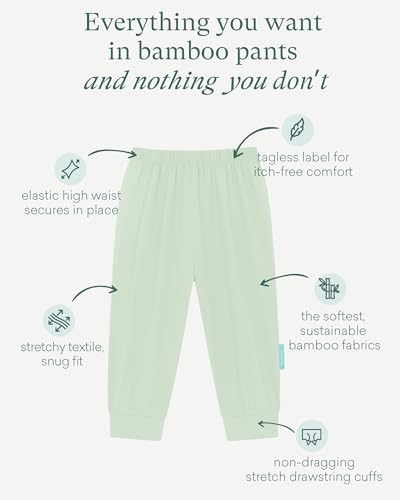 Supersoft Baby Pants, 2-Pack Premium Bamboo Viscose Jogger Pants, Elastic Waist, Unisex 0-24 Months2