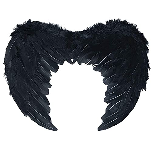 Black Angel Wings Adult Angel Wings Costumes Large Black Wings Costume - Dark Devil Black Feather Angel Wings for Kids Women, Black Large 23.62 x 17.71