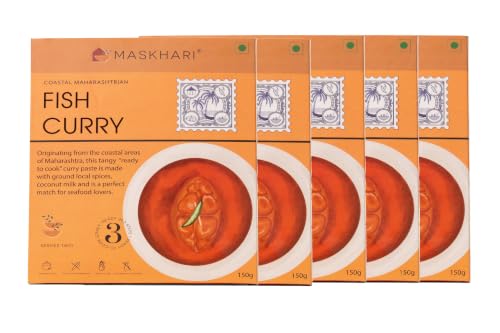 Image of Maskhari Ready to Eat Fish Curry Paste 150g Pack of 5 | Heat & Eat Maharashtrian Fish Curry | Ready to Cook Seafood Curry Base | Instant Indian Meal | Authentic Coastal Curry | No Preservatives Color