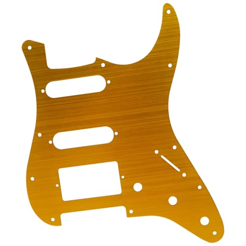 11-Hole Metal HSS Strat Pickguard For Floyd Rose Bridge Fits for American/Mexican Fender Stratocaster Guitar (Rich gold)