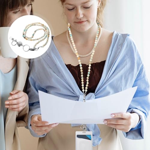 Cordon perlé extensible Healvian avec porte-badge rétractable pour usage bureau intensif