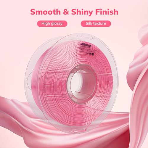 Image of AMOLEN Silk PLA 3D Printer Filament, Shiny Silk Pink PLA Filament 1.75mm, High Speed 3D Printing PLA Filament for Most 3D Printer, 1kg Spool(2.2lbs)
