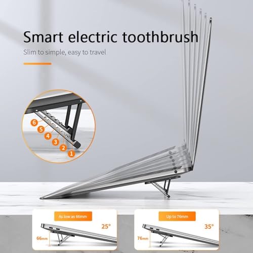 Image of SOOPII Mini Premium Metal Folding Portable, Lightweight Laptop Stand Non-Slip Base Tabletop Risers for 10-17 Inch Laptop & Keyboard Cooling Padstand Pack of 2pcs (JDL-30)