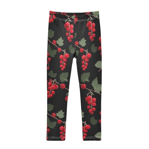 ALAZA Girls' Leggings Children's Yoga Pants Skinny Printed Dance Red Currant Comfortable 4T