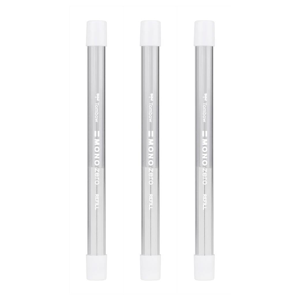 TOMBOW Pack of 3 Tubes of 2 Refills for Eraser Mono Zero Rectangular Tip 2.5 x 5 mm