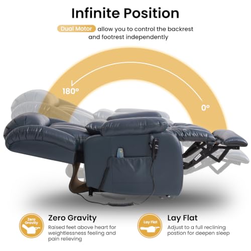 Image of Dual Motor Infinite Position Lay Flat Power Lift Recliner Chair for Elderly