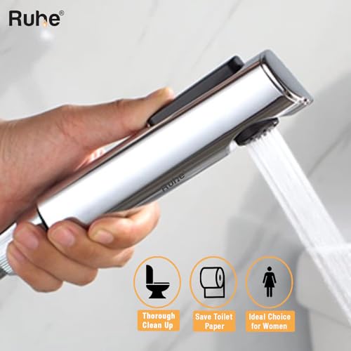 Image of Ruhe Ion Health Faucet Set for Bathroom /Handheld Jet Spray for Toilet | ABS Hand Shower Spray Gun with 304-Grade Stainless Steel Flexible Shower Tube 1 Meter and Wall Hook /Holder