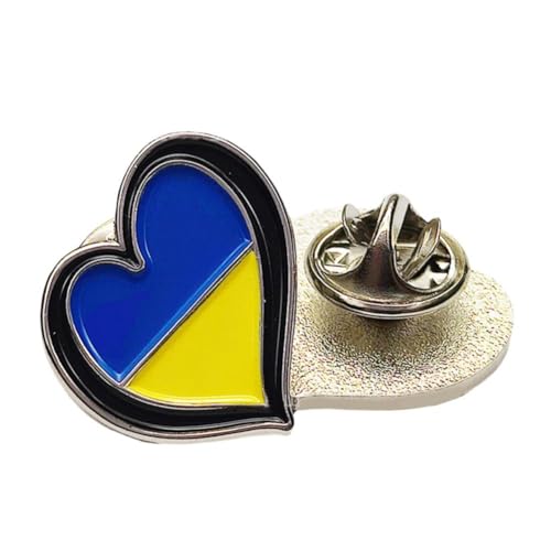 Insignia de bandera de Ucrania en forma de corazón, broche de cinta de Ucrania, broche de corbata de oración por Ucrania, broche de corbata de corazón, insignia de solapa,, 1PCS
