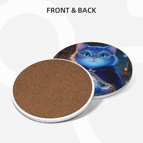 Dessous de verre chat céramique anti-tache d'eau avec socle pour protection table