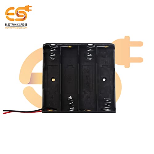 Image of Electronic Spices AA 4 Cell Battery Holder Hard Plastic Case With Wire Pack of 1 (1.5v X 4 Cells = 6volt)