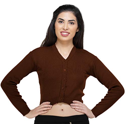 Image of Women Winter Wear V-Neck Full Sleeves Regular Fit Woollen Blouse