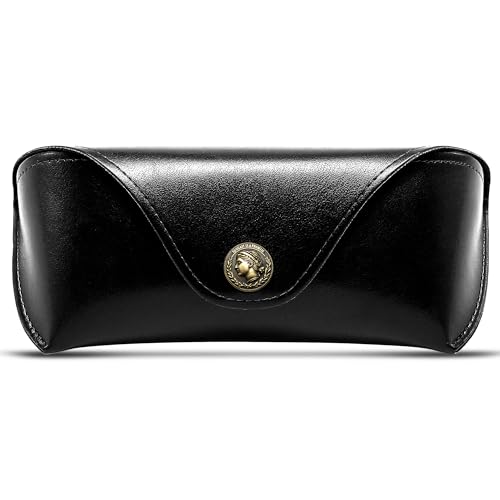 Image of SUNGAIT Vegan Leather Glasses Case Portable Sunglasses Holder Hard Shell Slim Design Travel-Ready