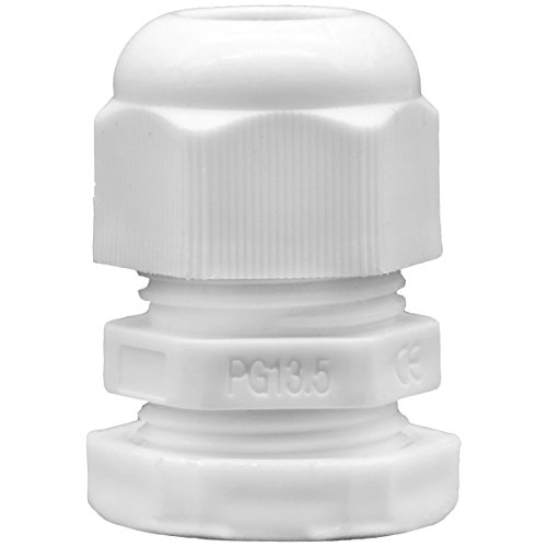 🛒 Flash Sale Lantee PG 13.5 Cable Gland - 20 Pieces White Plastic Nylon Waterproof Wire Glands Connector Fitting Fit for 6mm to 12mm Cable Range