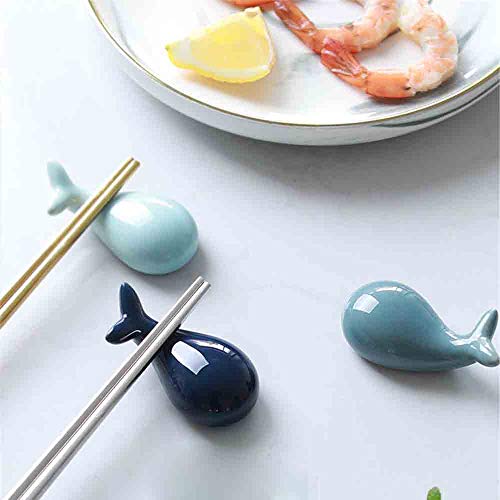 Oryougo Set Of 4 Blue Whale Ceramic Chopstick Holder Creative Animal Chopstick Rest Spoon Fork Knife Rack Table Decors #TOP3