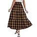 Women Casual Elastic Waist Midi Skirt Drawstring A Line Flowy Skirts with Pockets Ruffled Hem Lightweight Outfits