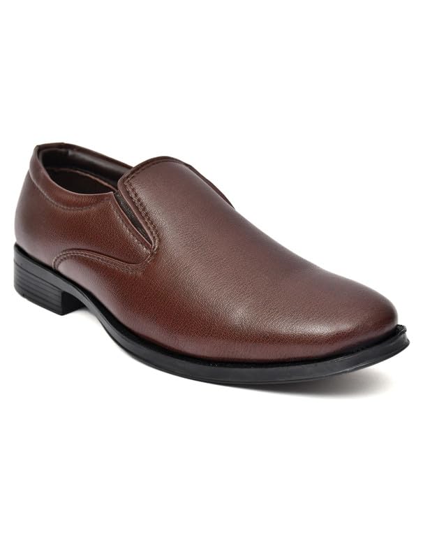 Image of WUSQA Enterprises Men's Leather Formal Shoes | Classic Pull-On Dress Shoes for Office, Business, Party & Wedding | Durable & Comfortable Footwear