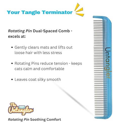Image of Cat Comb with silky smooth rotating teeth, 7 inch, Sky Blue