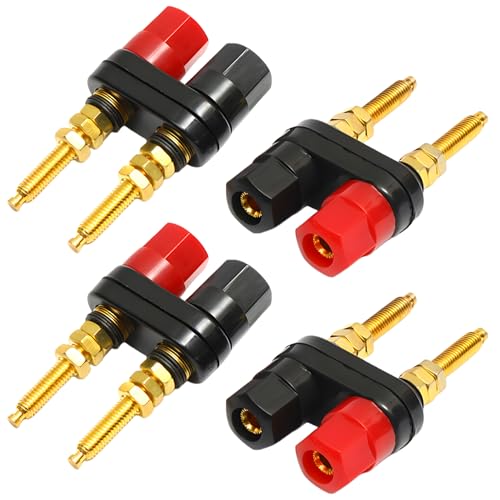 Terminal banana 4mm roscada para altavoces, pack 4 piezas miniatura 1