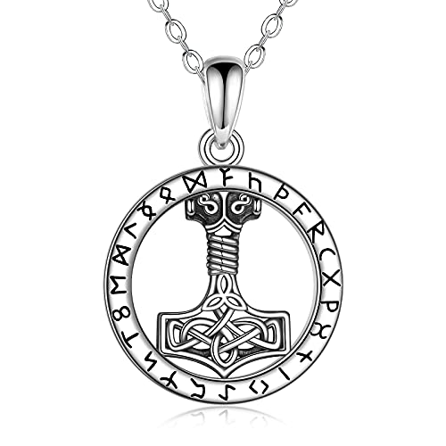 Mjolnir Necklace Sterling Silver Viking Jewelry Nordic Thor's Hammer Amulet Pendant Celtic Pagan Norse Jewelry of Talisman for Women Men Mjolnir Necklace Sterling Silver Viking Jewelry Nordic Thor's Hammer Amulet Pendant Celtic Pagan Norse Jewelry of Talisman for Women Men