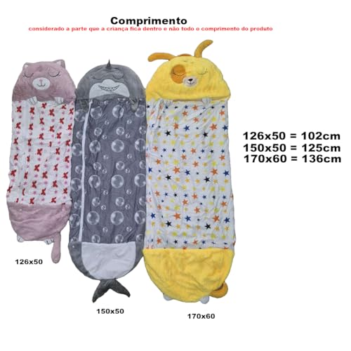 Saco Dormir Infantil Juvenil Plush Almofada Pelúcia Animais Viagem (Gato Rosa 150x50)