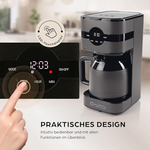 Barista Filterkaffeemaschine Touch Iso | Kaffeemaschine mit Isolierkanne | Filtermaschine mit Digitaldisplay & Timerfunktion | 900W | für 8 Tassen Kaffee | 1,25 Liter Kaffeekanne – Bild 5