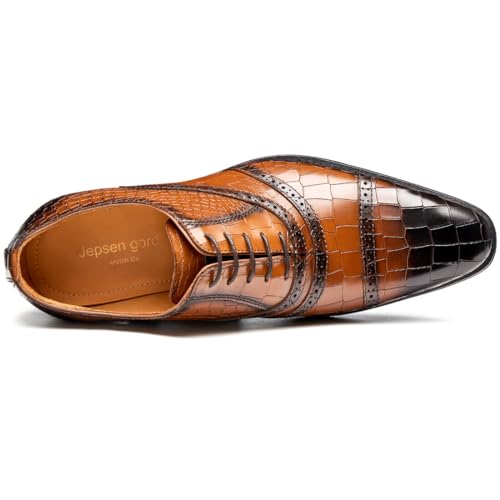 Image of Men's Dress Shoes Genuine Leather Oxfords Luxury Formal Business Suit Shoes with Blake Rapid Stitch