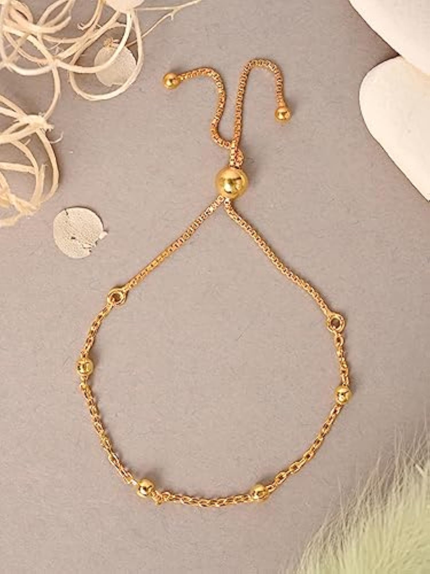 Women's Pure 925 Silver Golden Ball Chain Bracelet