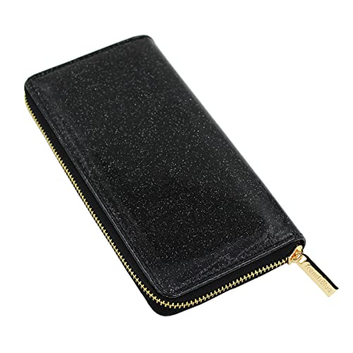 Premium Glitter Bling Smooth Vegan Leather Continental Zip Around Wallet2