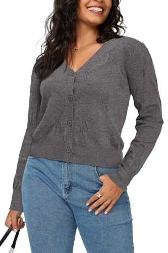 Image of Arach&Cloz Women's Soft Cropped Cardigan Casual Lightweight Shrug Sweater Tops