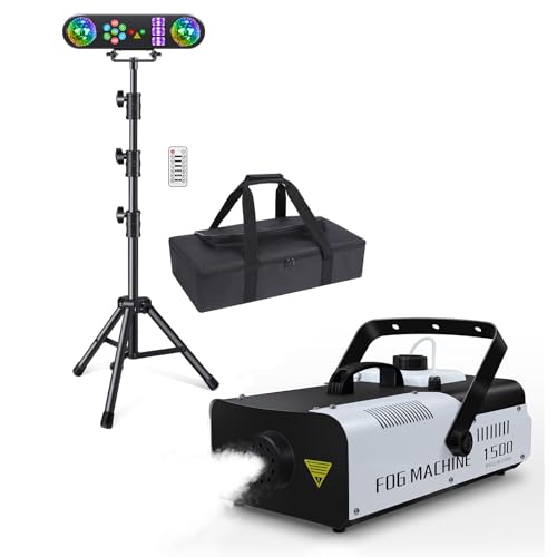 Telbum Luces DJ con Soporte, Paquete Party Bar 5 en 1 y Máquina de Humo de 1500W miniatura 1