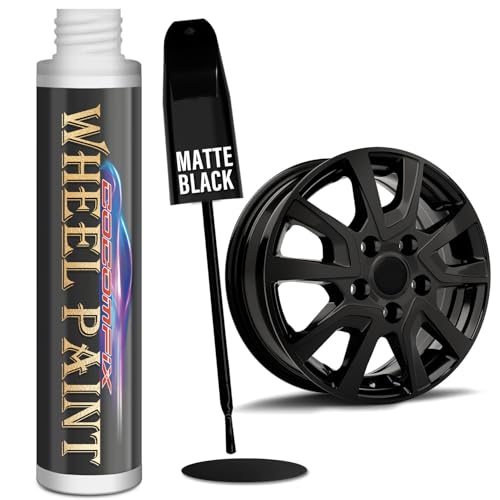 Matte Black Rim Touch Up Paint, Flat Black Wheel Paint Pen for Curb Rash & Scratch, Car Wheel Scratch Repair Kit for Alloy, Metal, Enamel, Universal Satin Black Automotive Touch Up Paint Pen (1 fl oz)