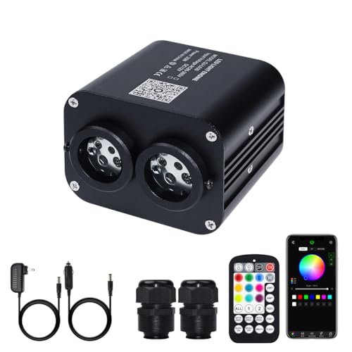 Image of AMKI Dual Color 20W Twinkle Sound Mode RGBW Dual Port Light Source Engine Driver Remote /APP Control Starlight Box Motor for Fiber Optic Star Ceiling Light Kit