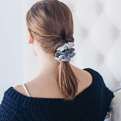 Kitsch Matte Scrunchies - Large Hair Ties & Ponytail Holders for Women, Girls | Cute Hair Bands, 5pc (Black/Gray)