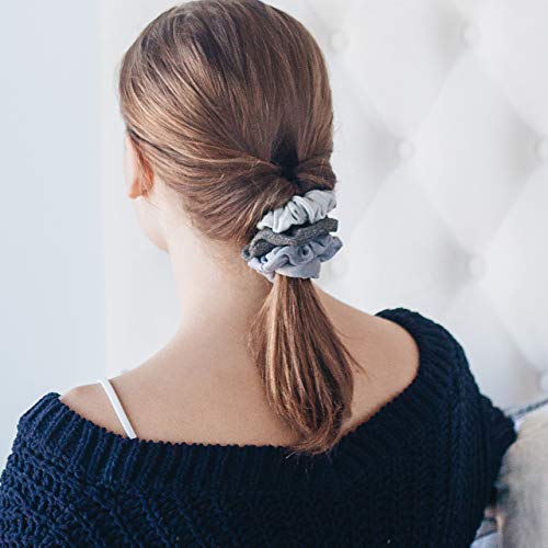 Kitsch Matte Scrunchies - Large Hair Ties & Ponytail Holders for Women, Girls | Cute Hair Bands, 5pc (Black/Gray)