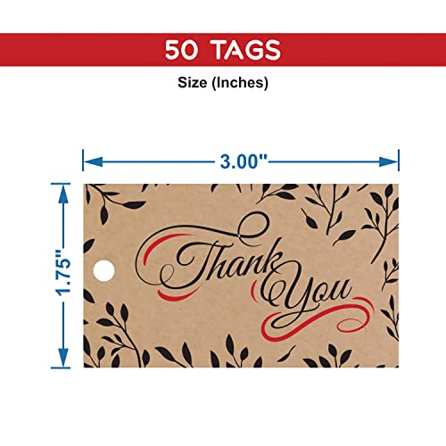 Image of Clickedin - 50 Pieces Kraft Paper Brown Thank You Cards and Tags for Small Business Packaging