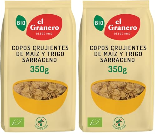 EL GRANERO INTEGRAL Copos Crujientes de Maíz Y Trigo Sarraceno Bio 350 Envase de 350 Gramos (Paquete de 2)
