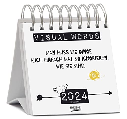 Visual Words 2024: calendario de postales tipo Art con mensaje cada semana. Calendario semanal de escritorio de alta calidad