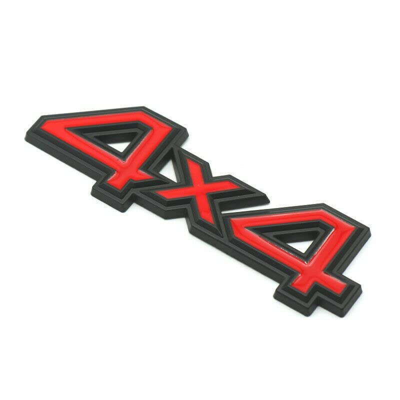 Image of 2X Universal 4x4 Emblem 3D Metal Badge Logo for Car /Truck /SUV /Pickup Side Door Fender Rear Liftgate (Red Black)