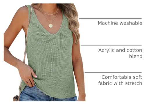 Image of Tutorutor Womens V Neck Sweater Tank Tops Summer Crochet Knit Vest Top