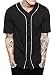 Hat and Beyond Mens Baseball Button Down Jersey Hipster Hip Hop T Shirts 1UPA01 (Medium, Black/White)