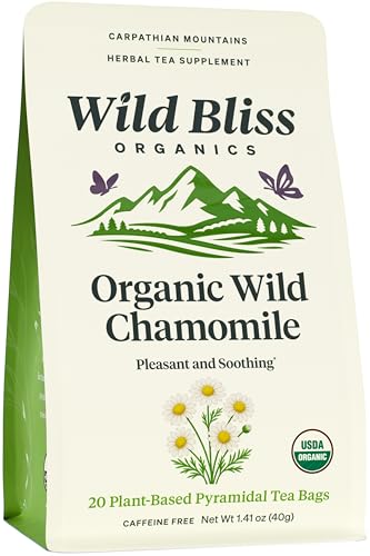 Wild Bliss Organic Chamomile Tea - Caffeine Free Calming Herbal Support - Pharmacopoeia Potency - 20...