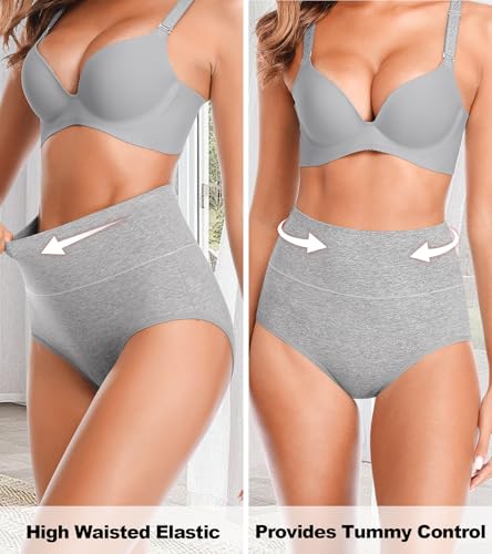 OLIKEME High Waisted Underwear for Women Tummy Control Full Coverage Cotton Ladies Panties Soft Stretch Briefs2