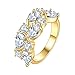 Verlobungs-Rundschliff-Zirkon-Frauen-Hochzeits-Ring-Schmuck-Ringe für Frauen-voller -Damen-Ring Ringe Damen Vergoldet