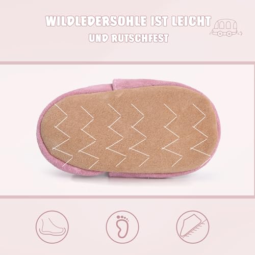 IceUnicorn Baby Lauflernschuhe Krabbelschuhe Baby Mädchen Jungen Lederpuschen Weicher Leder Wildledersohlen Lederschuhe Babys(Rosa, 6-12 Monate)