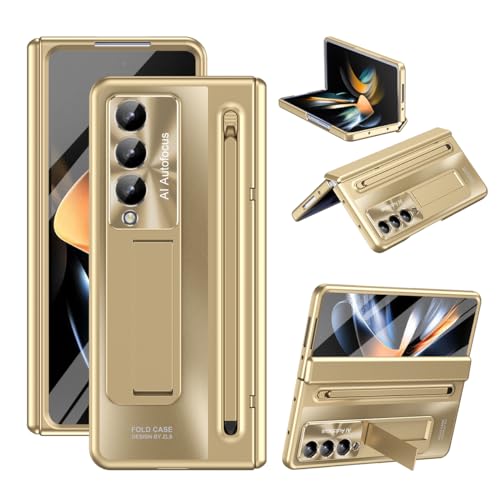 Coque Samsung Galaxy Z Fold 4 dorée avec stylet et protection d'écran intégrée